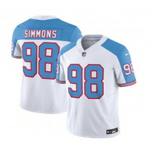 Nike Tennessee Titans #98 Jeffery Simmons White Blue 2023 F U S E Authentic Stitched NFL Jersey