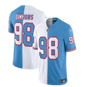 Nike Tennessee Titans #98 Jeffery Simmons White Blue Split 2023 F.U.S.E Authentic Stitched NFL Jersey