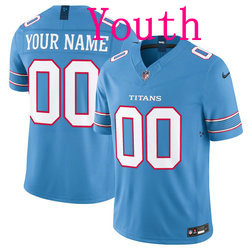 Youth Nike Tennessee Titans Custom Light Blue 2026 Authentic Stitched NFL Jersey