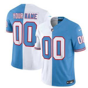 Nike Tennessee Titans Customized White Blue Split 2023 F.U.S.E Authentic Stitched NFL Jersey