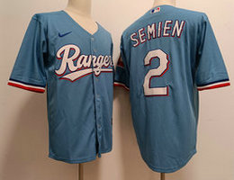 Nike Texas Rangers #2 Marcus Semien Light Blue Game Rangers Authentic Stitched MLB Jersey