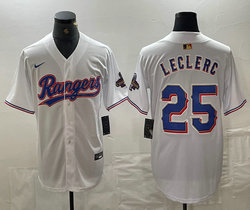 Nike Texas Rangers #25 Jose Leclerc White Champions Gold name Authentic Stitched MLB Jersey