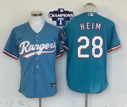 Nike Texas Rangers #28 Jonah Heim Light 2023 World Series Champions Game Authentic Stitched MLB Jersey
