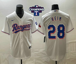 Nike Texas Rangers #28 Jonah Heim White 2023 World Series Champions Game Authentic Stitched MLB Jersey