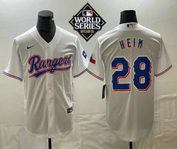 Nike Texas Rangers #28 Jonah Heim White 2023 World Series Game Authentic Stitched MLB Jersey