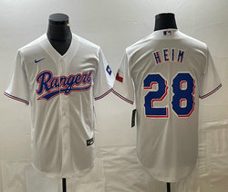 Nike Texas Rangers #28 Jonah Heim White Game Authentic Stitched MLB Jersey