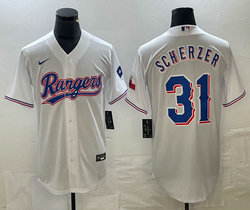 Nike Texas Rangers #31 Max Scherzer White Game Authentic Stitched MLB Jersey