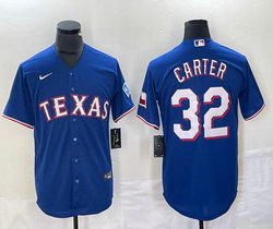 Nike Texas Rangers #32 Evan Carter Blue Game Authentic Stitched MLB Jersey