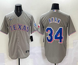 Nike Texas Rangers #34 Nolan Ryan Gray Authentic Stitched MLB jersey