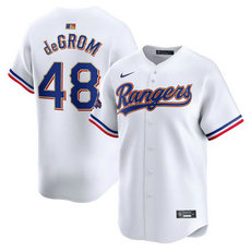 Nike Texas Rangers #48 Jacob DeGrom White 2024 Authentic Stitched MLB Jersey