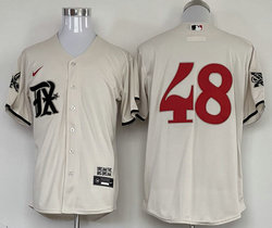 Nike Texas Rangers #48 Jacob deGrom Cream 2023 City Game Authentic Stitched MLB Jersey