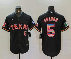 Nike Texas Rangers #5 Corey Seager Black Fashion Authentic Stitched MLB Jersey