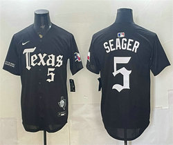 Nike Texas Rangers #5 Corey Seager Black Gothic Mexico 2025 Vapor Premier Baseball Jersey