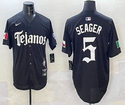 Nike Texas Rangers #5 Corey Seager Black black 5(V) Joint MLB Jersey
