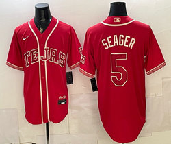 Nike Texas Rangers #5 Corey Seager Red 2026 City Connect Stadium MLB Jersey