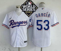 Nike Texas Rangers #53 Adolis García White 2023 World Series Game Stitched Baseball Jersey