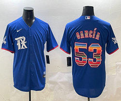 Nike Texas Rangers #53 Adolis Garcia Blue Fashion Authentic Stitched MLB Jersey