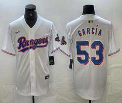 Nike Texas Rangers #53 Adolis Garcia White Champions Gold name Game Authentic Stitched MLB Jersey