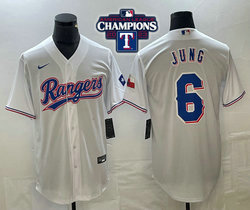 Nike Texas Rangers #6 Josh Jung White 2023 World Series Champions Game Authentic Stitched MLB Jersey