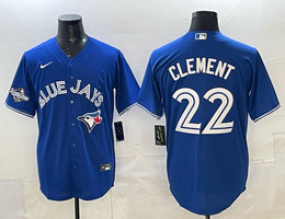 Nike Toronto Blue Jays #22 Ernie Clement Blue 2025 MLB World Series Patches MLB Jersey