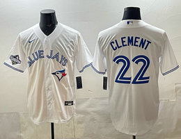 Nike Toronto Blue Jays #22 Ernie Clement White 2025 MLB World Series Patches Jersey