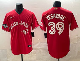 Nike Toronto Blue Jays #39 Trey Yesavage Red 2025 MLB World Series Patches MLB Jersey