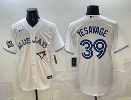 Nike Toronto Blue Jays #39 Trey Yesavage White 2025 MLB World Series Patches MLB Jersey