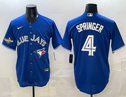 Nike Toronto Blue Jays #4 George Springer Blue 2025 MLB World Series Patches Jersey