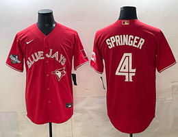 Nike Toronto Blue Jays #4 George Springer Red 2025 MLB World Series Patches MLB Jersey