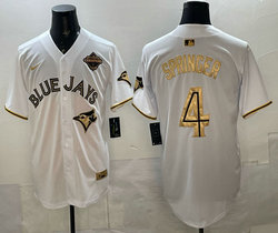 Nike Toronto Blue Jays #4 George Springer White Gold Champion Stitched Baseball Jersey