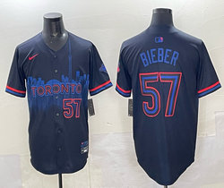Nike Toronto Blue Jays #57 Shane Bieber Navy City Stitched MLB Jersey
