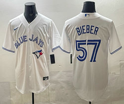 Nike Toronto Blue Jays #57 Shane Bieber White Stitched Baseball Jersey