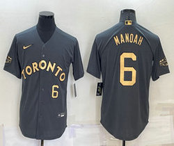Nike Toronto Blue Jays #6 Alek Manoah Charcoal #6 in front 2022 All Star Authentic Stitched MLB Jersey