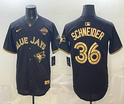 Nike Toronto Blue Jays Davis Schneider Black Gold Champion Stitched Baseball Jersey