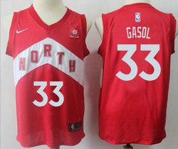 Nike Toronto Raptors #33 Marc Gasol Red Game Playoffs Earned Edition With Advertising Authentic Stitched NBA Jersey