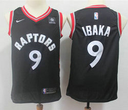 Nike Toronto Raptors #9 Serge Ibaka Black Game With Advertising patch Authentic Stitched NBA Jersey