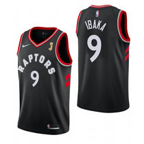 Nike Toronto Raptors #9 Serge Ibaka Black Game With Finals Champion Patch Authentic Stitched NBA Jersey