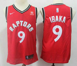 Nike Toronto Raptors #9 Serge Ibaka Red Game With Advertising patch Authentic Stitched NBA Jersey