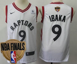 Nike Toronto Raptors #9 Serge Ibaka White Game With Advertising 2019 Finals Authentic Stitched NHL jersey