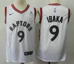 Nike Toronto Raptors #9 Serge Ibaka White Game With Advertising patch Authentic Stitched NBA Jersey