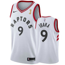 Nike Toronto Raptors #9 Serge Ibaka White Game With Finals Champion Patch Authentic Stitched NBA Jersey