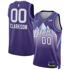 Nike Utah Jazz #00 Jordan Clarkson Purple 2024-25 City Stitched NBA Jersey