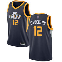 Nike Utah Jazz #12 John Stockton Navy Game Authentic Stitched NBA Jersey