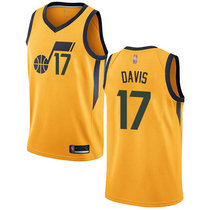 Nike Utah Jazz #17 Ed Davis Gold Game Authentic Stitched NBA Jersey