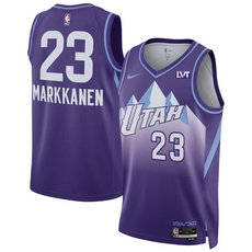 Nike Utah Jazz #23 Lauri Markkanen Purple 2024-25 City Stitched NBA Jersey
