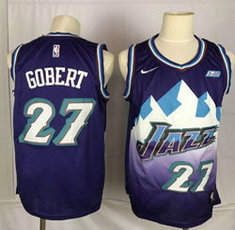 Nike Utah Jazz #27 Rudy Gobert Purple Game With Advertising patch Authentic Stitched NBA Jersey
