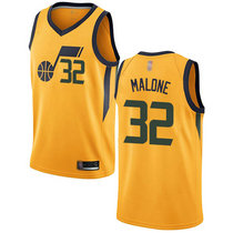 Nike Utah Jazz #32 Karl Malone Gold Game Authentic Stitched NBA Jersey