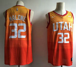 Nike Utah Jazz #32 Karl Malone Gold Game City With Advertising Authentic Stitched NBA Jersey