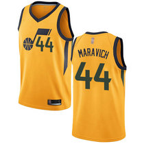 Nike Utah Jazz #44 Pete Maravich Gold Game Authentic Stitched NBA Jersey