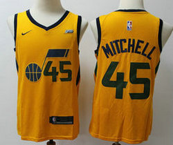 Nike Utah Jazz #45 Donovan Mitchell Gold With Advertising Game Authentic Stitched NBA Jersey